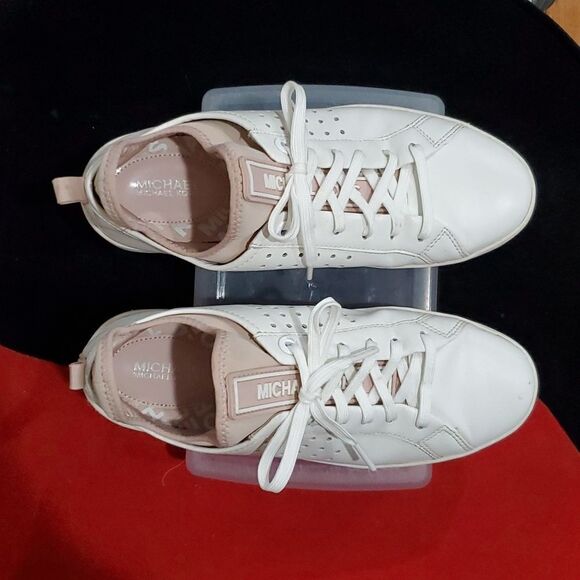 Michael Kors Platform Ace Sneaker in White & Blush Pink Rose Gold Size 7.5 - Picture 4 of 16